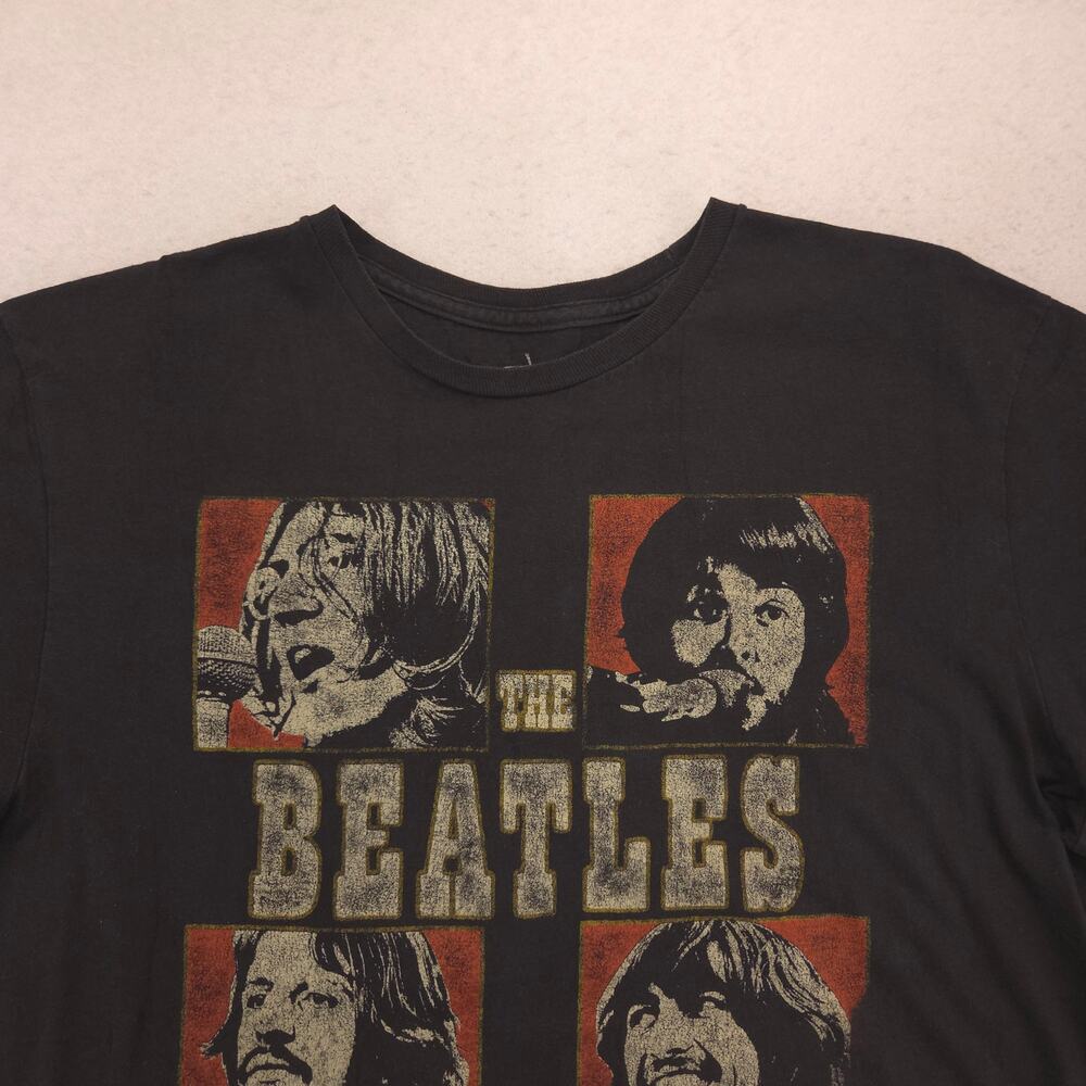 Beatles Band Short Sleeve Graphic Casual T Shirt Mens Size Large L Black